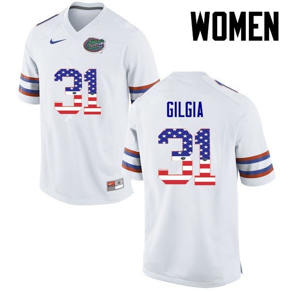 Florida Gators Women #31 Anthony Gigla College Football USA Flag Fashion White
